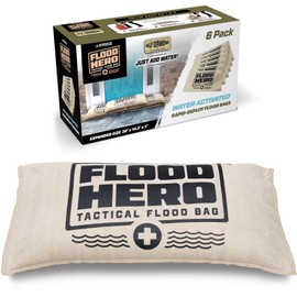Flood Hero Water Activated Sandbags - 6 Pack Flood Bag Barriers