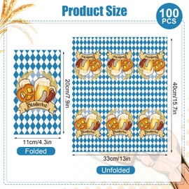 100pcs Oktoberfest Paper Napkins Decorations, 3 Ply Disposable Guest Hand Towels Blue and White Plaid Decorative Napkins for Lunch Table Party Supplies