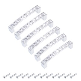 sourcing map Cabinet Pulls Drawer Handles 96mm Hole Centers Alloy Crystal with Screws 6Pcs