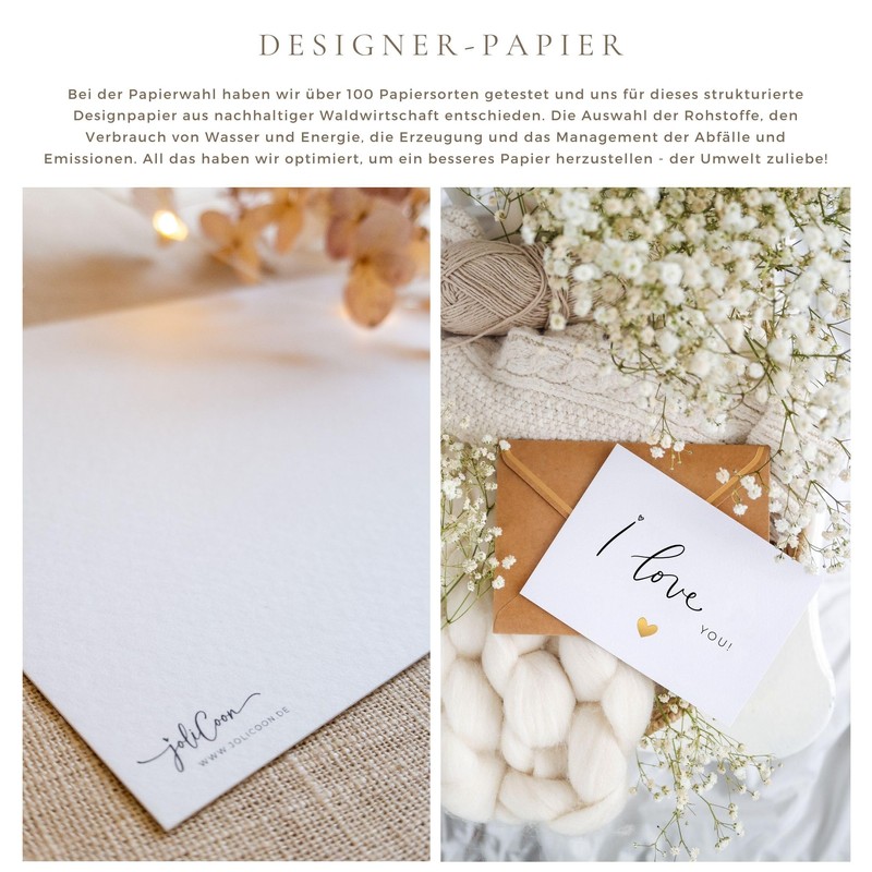 JoliCoon I Love You Card A6 with Natural Envelope and