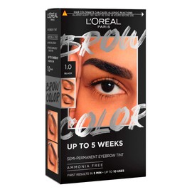 L'Oréal Paris Brow Color Kit Semi-Permanent Eyebrow Colour Ammonia Free for up to 5 Weeks Natural Result Colour 1.0 Black