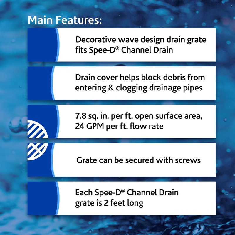 NDS 253GY Spee-D Channel Drain Grate 4-1/8 inch Wide X