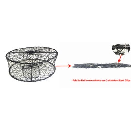 2-Pack of KUFA CT50 Sports Foldable Crab Trap with Red/White Floats, Harness, Bait Bag, Crab Caliper & Non-Lead Sinking Line Combo (CT50+CAS1) x2