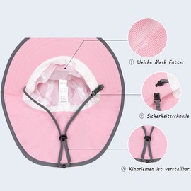 Foruhoo Sun Hat Boys Girls with Neck Protection, Hat UV Protection 50+ Quick-Drying, #1 Rose