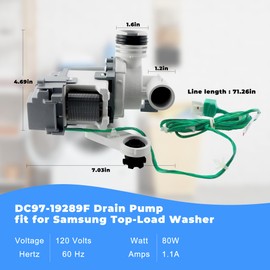 DC97-19289F PX3516-01 Drain Pump fit for Washer Drain Pump Replacement Replace DC31-00178A DC97-17366A DC97-17366J DC97-19289A DC97-19289B WA48H7400AW WA48J7700AW WA50K8600AV prime&swift