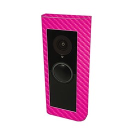 MightySkins Carbon Fiber Skin Compatible with Ring Video Doorbell Pro 2 - Solid Hot Pink | Protective, Durable Textured Carbon Fiber Finish | Easy to Apply | Made in The USA
