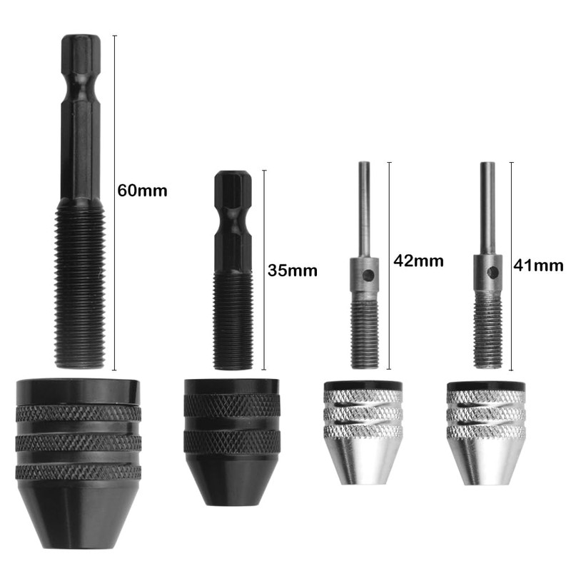 TOVOT 4PCS Drill Chucks Assortment Set Keyless Drill Chuck Adapters