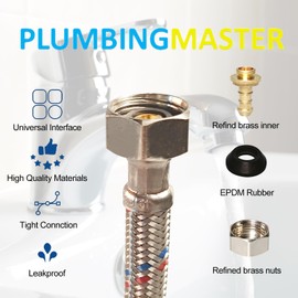 PLUMBINGMASTER 36'' Faucet Hose Connector, 3/8" Comp x 1/2" FIP Braided Stainless Steel Faucet Water Supply Lines for Bathroom Kitchen Sink Faucet 2Pcs