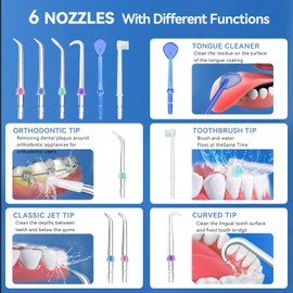 Replacement Heads for Waterpik, Water Flosser Replacement Heads Parts for Waterpik Oral Irrigator, 6 Tips Different & Storage Case Bundle