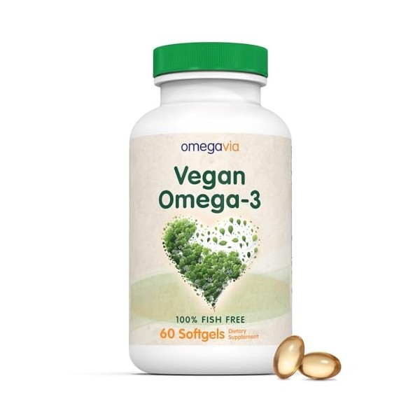 OmegaVia Vegan Omega 3 Supplement, Algae Omega 3 Fish Oil