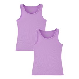 Huata Girls Tank Top 2 Packs Racerback Sleeveless Dance Athletic Shirt for Kids(Purple,10)