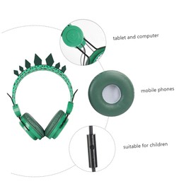 TEHAUX Rhinestone Dinosaur Headset with Mic Comfortable Ear Headphones for Volume Limiting for Hearing Protection for School Travel and Home Use Durable Design with Adorable Dinosaur