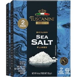 Tuscanini Italian Sea Salt Flakes, 4.4oz (2 Pack) | Flaky Sea Salt for Baking & Cooking | Finishing Salt | Kosher Gourmet Salt