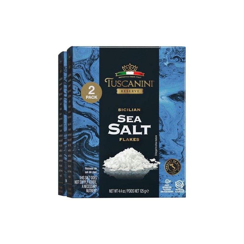 Tuscanini Italian Sea Salt Flakes, 4.4oz (2 Pack) | Flaky