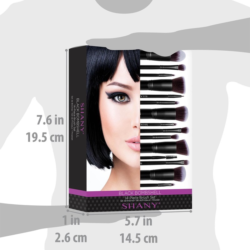 SHANY Makeup Brushes - Black Bombshell - 14-Piece Brush Set