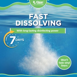 Rx Clear 8 lbs Granular Pool Chlorine | Use As Bactericide, Algaecide, & Disinfectant in Swimming Pools, Hot Tubs, & Spas | Stabilized, Fast Dissolving & UV Protected