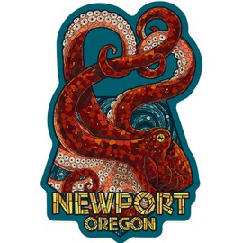 Lantern Press Sticker Newport, Oregon, Octopus Mosaic, Die Cut Vinyl, (Waterproof Decal for Cars, Water Bottles, Laptops, Coolers), Small