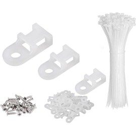White Cable Zip Tie Mounts Kit-50 Pcs Cable Zip Tie Saddle Type Mounts Base With 50 Pcs 6" Cable Ties and 50 Pcs Tapping Screw, Wire Cable Clips Organizer Holders Clamps