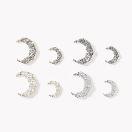 Moon Parts Pearl Cubic Moonlight Nail Parts / 달파츠 진주 큐빅 문라이트 네일파츠