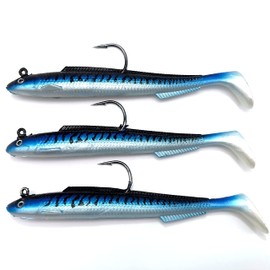 EVERBAY Soft Lures Set with Jig Head, Soft Swimbaits with Paddle Tail, Sinking Baits for Sea Fishing/Freshwater Fishing, Fishing Jigs, Trout Bass Lures, Fishing Gear Fishing Gifts, 15cm/30g, 3pcs
