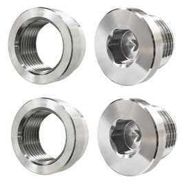 2PCS Oxygen Sensor Stepped Mounting Bung and Plugs, Stainless Steel Welding Fitting for Installing Oxygen Sensor & Air-Fuel Ratio Meter, Universal M18-1.5 Threaded Accessories for Most Cars