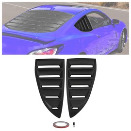 HECASA Side Window Louvers Compatible with 2010-2016 Hyundai Genesis Coupe Windshield Sun Shade Cover ABS Plastic Black