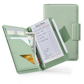 CoBak Premium Server Book - 5.12" x 7.91" Waiter Wallet Organizer in Genuine Leather, with 8 Pockets, Magnetic Pocket, Zipper Pouch, Pen Hook & Magnetic Closure.Fits Apron Pocket.