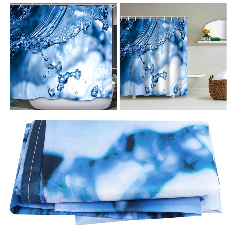 Shower Curtain Set Waterproof Hanging Bath Curtain with Rings Bathroom