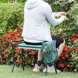 LEMY Garden Kneeler Seat Multiuse Portable Garden Bench Garden Stools Foldable Stool with Tool Bag Pouch EVA Foam Pad