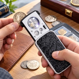 Pocket Magnifying Glass for Jewelry Inspection – 30X 60X 90X Magnification with LED & UV Light for Coins, Gems and Stamps