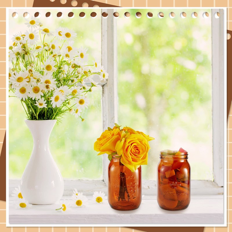 Tessco for you 12 Pcs Bulk Amber Mason Jars with