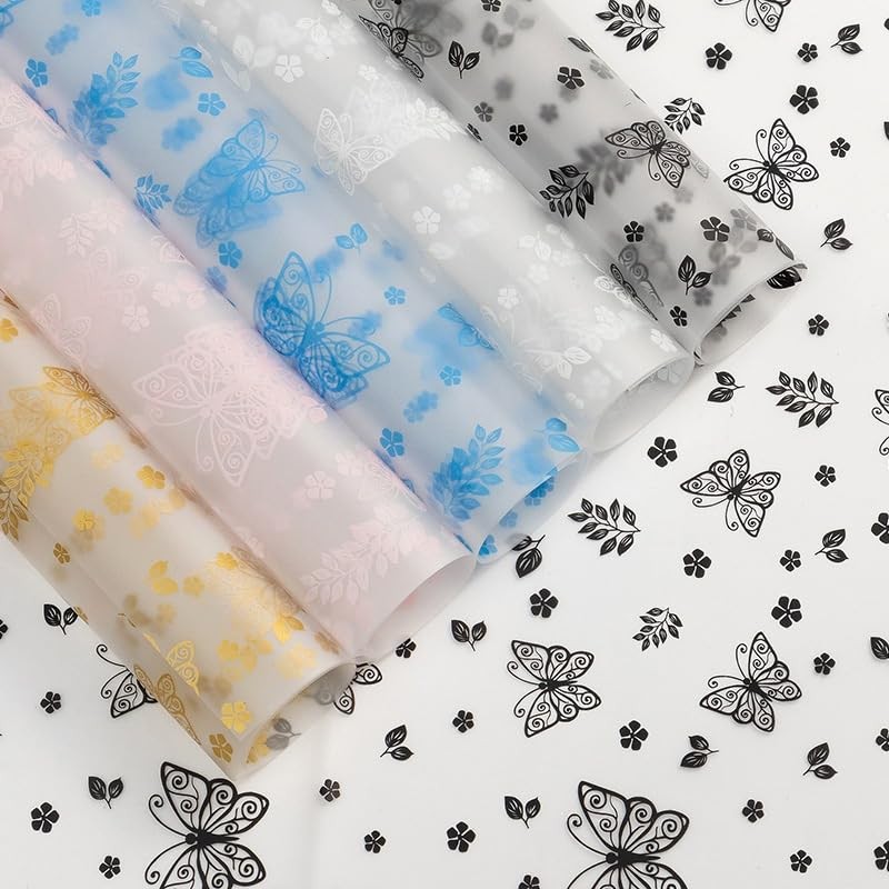 20 Sheet Flower Wrapping Paper,with Butterflies Matte Floral Wrapping Paper