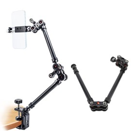 Adjustable Camera Mount, Aluminum Alloy Articulating Arm Stand with Universal Steering Ball, Strong Load Capacity Extension Holder for Cameras, Cell Phones, Fill Lights