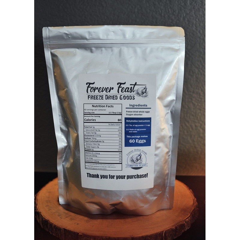 Forever Feast Premium Freeze-Dried Powdered Eggs, Makes 60 Eggs, Long