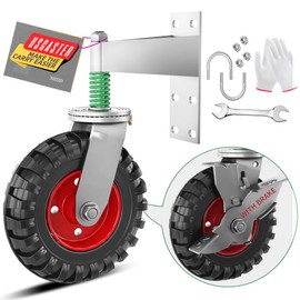 Uscaster Gate Wheel 8inch Fence Gate Wheels with Brake for Metal Tube Gate 600lb Capacity 360 Degree Rotation Spring-Loaded Heavy Duty Gate Caster with Screws & Spanner