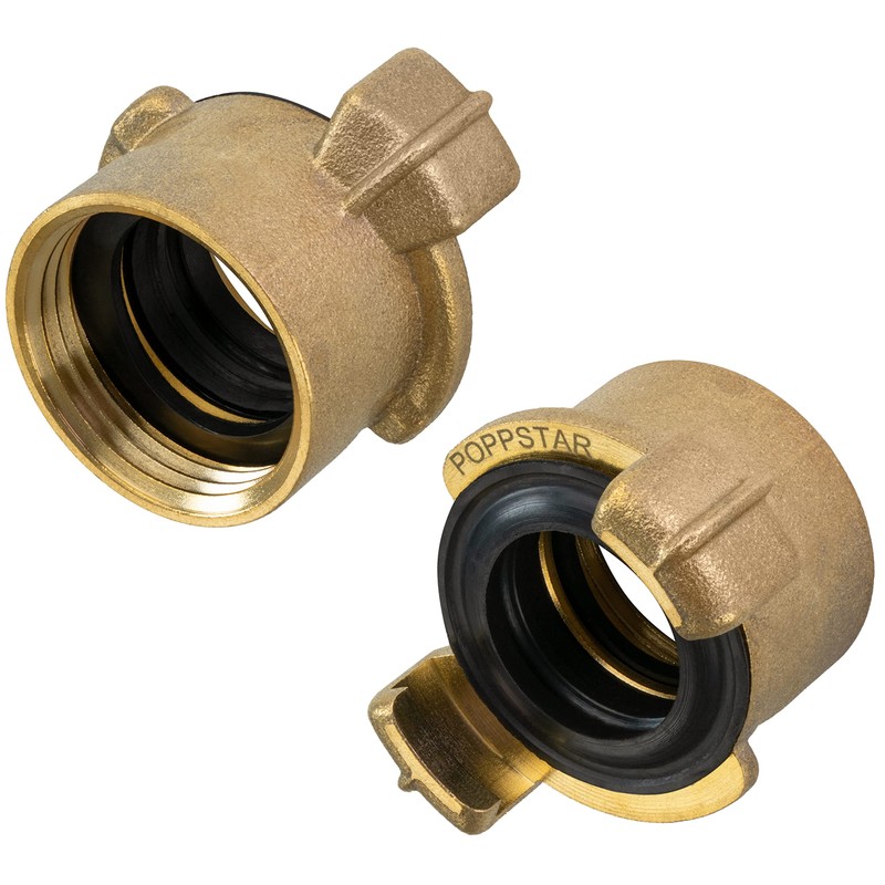 Poppstar Set of 2 Brass Quick Coupling 1 Inch Internal