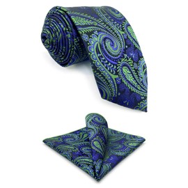 S&W SHLAX&WING Men's Necktie Set, Pocket Square Necktie, 57.9 inches (147 cm), Satin Weave, Formal, A78-SH