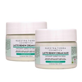Nuestra Tierra Cosmética Lacto Renew Cream Mask, Exfoliante Químico en Crema, Despigmentante, 100ml, Kit 2 Piezas con Sun Care FPS 50+