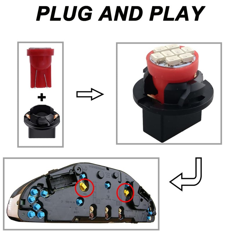 GLOFE T10 194 168 Dash Instrument White LED Light Bulbs