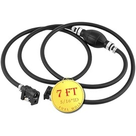 Fuel Line Hose with Connector, Boat Fuel Line 5/16inch with Primer Bulb Steel Hose Clamps for Marine Outboard Boat Motor RVs Fuel Line