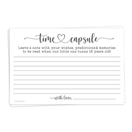m&h invites Time Capsule Cards 1st Birthday or Baby Shower (50 Count) Game Activity - Heart Script Design