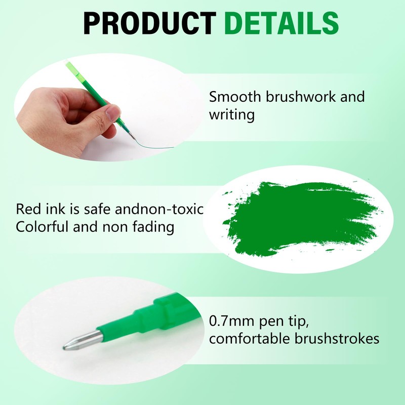 Pack of 12 Erasable Refills Green 0.5mm High Quality Compatible