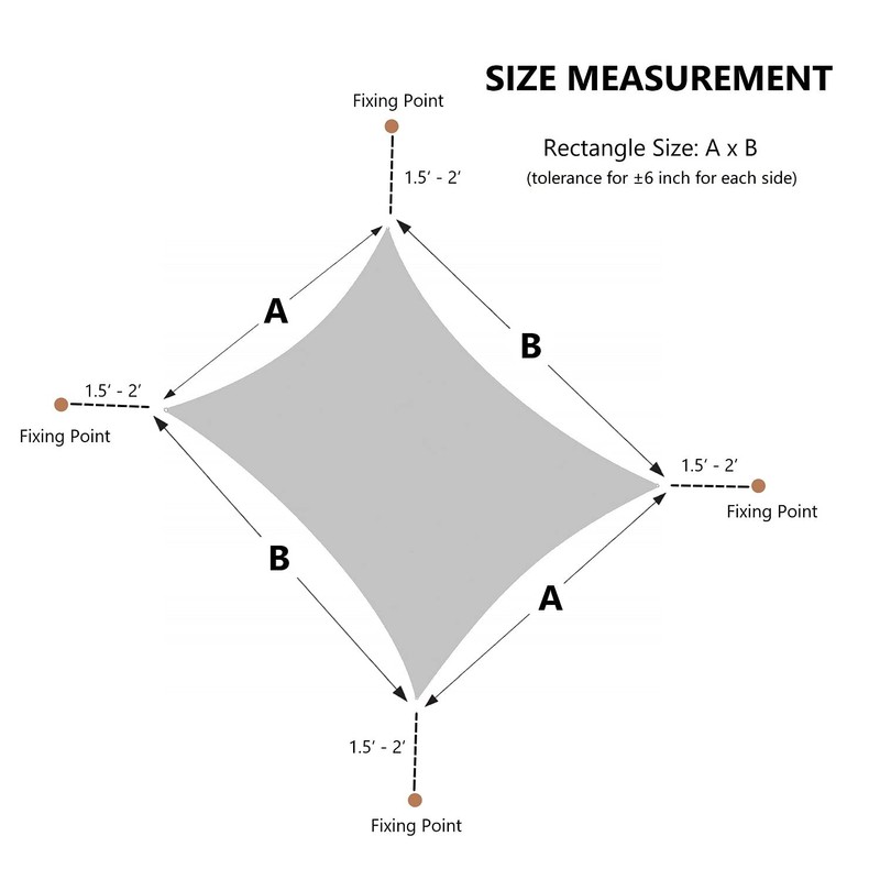 AsterOutdoor Sun Shade Sail Rectangle 8' x 12' UV Block