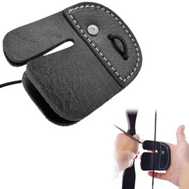 1 pack Archery Finger Tab, Leather Archery Finger Tab, Archery Finger Guard, Archery Finger Tab Double Layer Protection Guard Pad, Archery Tabs, for Curved Bows, Black