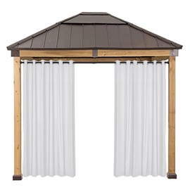 Macochico Blackout Outdoor Curtains for Patio Windproof 84 inch Length,Silver Stainless Steel Grommet Outdoor Canvas Curtains for Porch Pergola,1 Panel,White,84 x 84