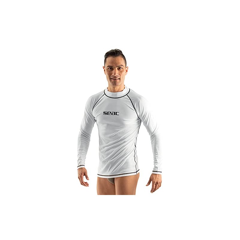 SEAC Men's Rash Guard T White, Long Sleeve, Sun Protection