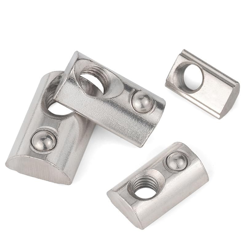 10 Pcs Silver 1/4-20 Steel Roll in T-nut with Ball