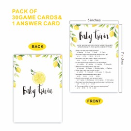 BBYX Baby Shower Lemon Theme Trivia Game, 30 Fill-In Cards & 1 Answer Card, 5 x 7 Inches, Double Sided, Party Favor & Supplies