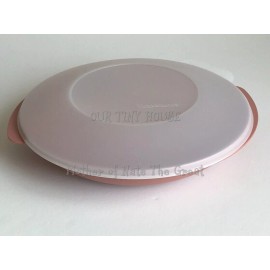 Tupperware Reheatables Divided Plate w/ Seal Microwave Safe Dish Rose Pink Vtg