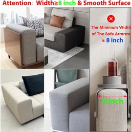 SemiShare Couch Cup Holder Tray for 8 inch Sofa Arm,Silicone Couch Drink Holder-Flexible Couch Caddy for Phone, Snacks, and Remotes - Anti-Spill & Anti-Slip Couch Arm Table - Gray